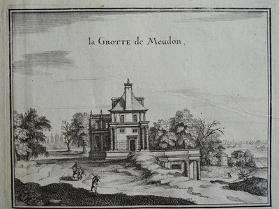 La Grotte de Meudon Architektur Merian Topographia France EA Kupferstich 1655 - Bild 1 von 2
