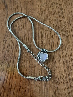 Brighton Pink Stone Heart Necklace Reversible 18–20" Silver - Image 1 of 2