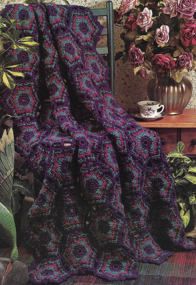 Hexagon Ripple Afghan crochet PATTERN INSTRUCTIONS - Image 1 of 1