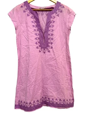 Calypso St. Barth Tunic Dress Womens XS Pink Purple Embroidered Boho Beach - Image 1 of 4