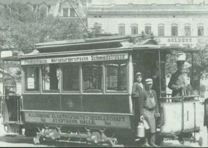 "Alte Fotokarte"- Straßenbahn Halle TW 1 Leipziger Platz- Riebeckplatz 1891 - Bild 1 von 1