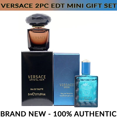 2pc Mini Gift Versace Crystal Noir EDT 5ml and Eros Men EDT 5ml, Brand New - Image 1 of 2