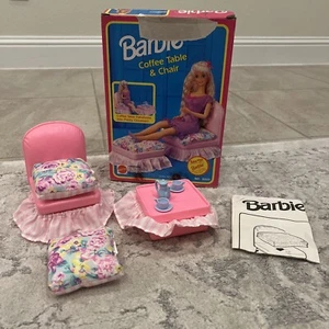 1992 Barbie 9322 Coffee Table And Chair Set With Box Mattel - Picture 1 of 5