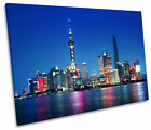 Shanghai Skyline China Blue Print SINGLE CANVAS WALL ART Picture