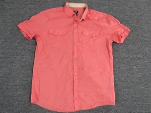 H & M Shirt Mens Medium Red Short Sleeve Button Up Collared Cotton - Picture 1 of 10