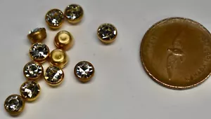VINTAGE 12 CRYSTAL RHINESTONE BEZEL SET COPPER BRASS 19ss made with Swarovski rh - Picture 1 of 1