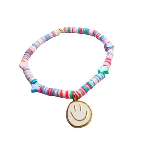 Collana di Perline Heishi Multicolore Giovanile con Ciondolo Smiley - Foto 1 di 3
