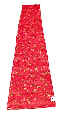 Embroidered Christmas Holly Leaves Table Runner with Sequins 12x70 inches - Image 1 of 3