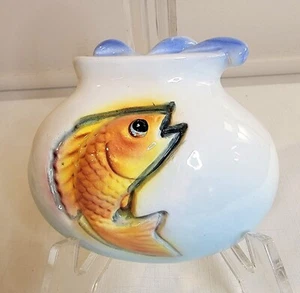 Vintage Gold Fisch in Schale Badezimmer Wanddeko Adriane Japan anthropomorph - Bild 1 von 6