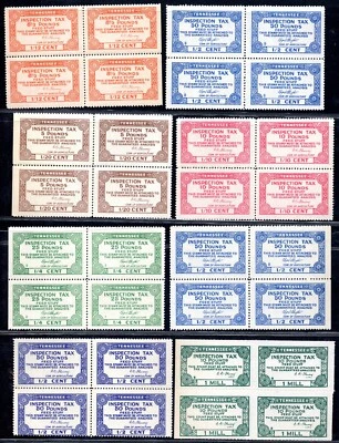 US 1920-1930 TENNESSEE INSPECTION TAX REVENUE 5, 10, 25, 50 & 100 POUNDS - Image 1 of 4