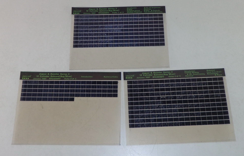 Microfiche Catalogo Ricambi Jaguar & Daimler Serie 3, 12 Cilindro Saloons Dal - Immagine 1 di 1