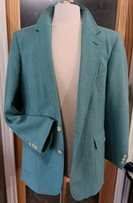 Vintage Sport Coat Blue Cream Lining Hill & Archer 2 Button Jacket 42R Wool/Poly - Image 1 of 4