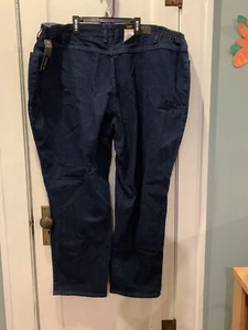 NWT Lee Womens Relaxed Fit Mid Rise Elastic Waist Blue Tapered Jeans 28W Dark - Picture 1 of 5