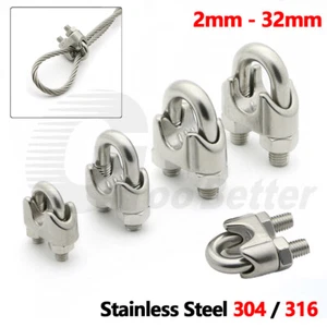 Heavy Duty Wire Rope Grips Clamp U Bolt Stainless Steel 2mm - 32mm A2 A4 304 316 - Picture 1 of 32