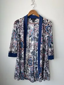 R&M Richards Women's Floral Sheer Collarless Blazer Duster CardiganJacket Size 6 - Picture 1 of 15