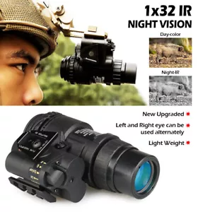 Night Vision Monocular Goggles Infrared NVG 1X32 Digital Head Mount for Helmet - Picture 1 of 15