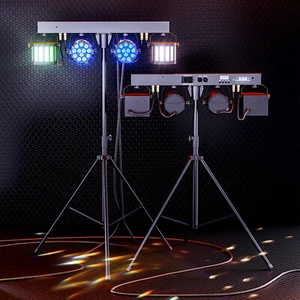 Complete Professional 4-Par Stage LEDs Lights DJ Band Wash DMX System & Stand US - Picture 1 of 14