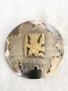 Vintage Peru 18k Gold 925 Sterling Brosche Anstecknadel. 49mm Durchmesser 15,9g. - Bild 1 von 5