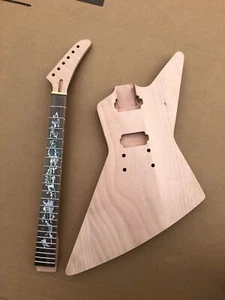 Mahogany Guitar Neck 22Fret 24.75inch Guitar Body Replacement Dragon Inlay - Picture 1 of 11