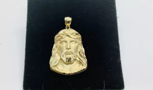 Jesus Kopf 14k Gelbgold, Diamantschliff mittelgroßer Anhänger, - Bild 1 von 6