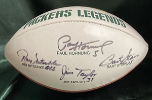 Bart Starr Ray Nitschke Paul Hornung Taylor Signed Football Green Bay Packers - Picture 1 of 9