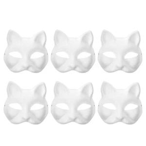 6 Pcs Hand Painted Mask Miss Animal Masks for DIY Half Cat Blank - Photo 1/12