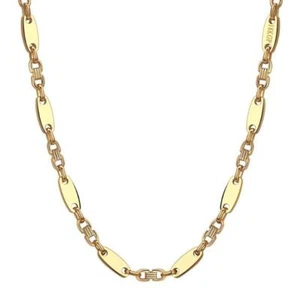 Herren Kette Gold 750 vergoldet Edelstahl 18K Plattenkette Wasserfest K6350DL - Picture 1 of 5