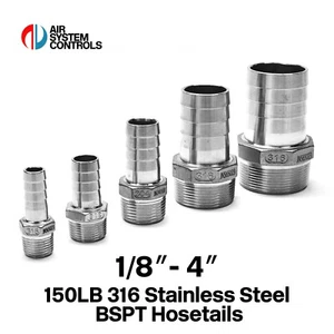 BSPT 150LB - Stainless Steel Hosetail - 1/8" - 4" - Pipe Fitting Hose Tail - Picture 1 of 5