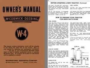 McCormick-Deering W-4 Owners Manual - Picture 1 of 1