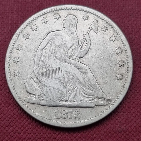 1873 Seated Liberty Half Dollar 50c Better Grade VF + No Arrows #48826 Cover