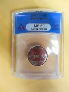 2005-D Minnesota State Washington Quarter - ANACS MS-69 Satin Finish *NICE COIN* - Picture 1 of 4
