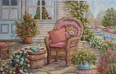 FIORA COZZI ORIGINAL OIL PAINTING SIGNED W/COA 36 X 24 COUNTRY FLORAL - Image 1 of 4