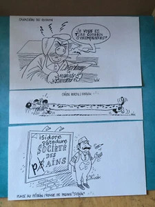 3 Dessins Originaux Stylo Feutre Noir Revue de Presse SPOOK JL Mennetrier BD NIK - Bild 1 von 4