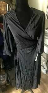 Neu mit Etikett Lord and Taylor Kleid Wickeloptik schwarz 20 Midi Jersey Strick unterhalb des Knies weite Ärmel - Bild 1 von 6