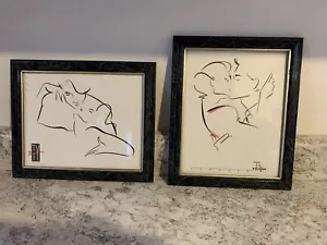 Juego de arte enmarcado Ty Wilson vintage años 80 “The Kiss” y “Forever” 8” x 10” litografía - Imagen 1 de 8