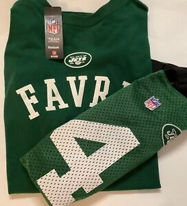 Brett Farve #4 New York Jets Tote Bag and Short Sleeve Jets T-Shirt (2 pcs.)