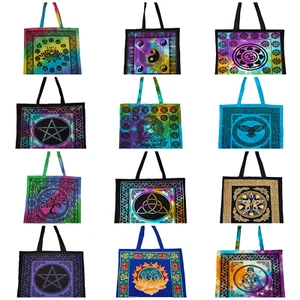 Hippie Boho Baumwolle Stoff Tragetaschen mit Griffen 18 Zoll - Bild 1 von 50