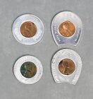 Lot de 4 Vintage BONNE CHANCE LUCKY PENNY Publicité PENNSYLVANIE & PLUS DE JETONS