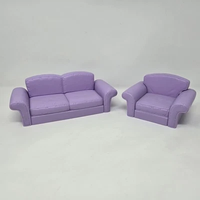 Juego de sillón y sofá morado para casa de muñecas Barbie Mattel 2002 Foto 1 de 4