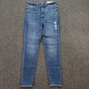 American Eagle Jegging Donna 6 Corti Blu Alzata Alta Baffi Next Level Elasticizzati - Foto 1 di 13