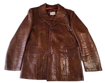 Abrigo chaqueta de cuero Remy vintage coñac suave talla 42 para hombre’s Foto 1 de 4