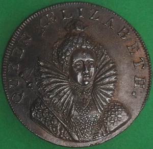 1794 Sussex Halfpenny AU Conder Token Queen Elizabeth I - Picture 1 of 2