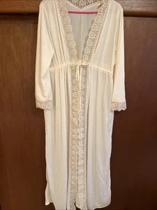 Accappatoio vintage Peignoir romantico elegante vittoriano avorio pizzo grande - Foto 1 di 7