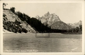 RPPC Wyoming Tetons from across Smoke River Real Photo c1950s Postcard - Picture 1 of 5