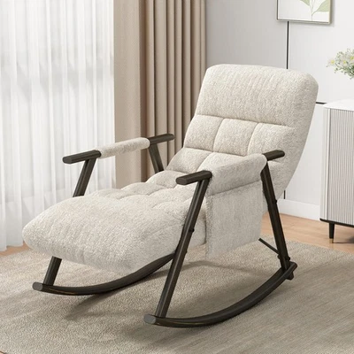 Mecedora Plegable Ajustable Sillones de Peluche para Salón Dormitorio Patio Foto 1 de 4