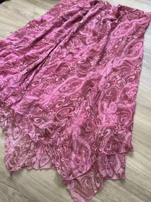VTG Y2K Silk Ethereal Fairy Top Skirt Set Beads Sequin Pink Slip Embellished 4X - Image 1 of 4