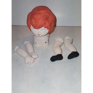 Vintage Little Orphan Annie Bisque Parts Head Arms Legs Hand Painted Ceramic - Picture 1 of 6