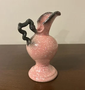 VTG Hull Art Pottery Pink & Grey Woodland Ewer Pitcher Twig Handle W6-6 1/2 EUC - Picture 1 of 8