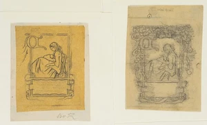 A. RAMBERG (1819-1875), Zwei Vignetten Entwürfe mit stillender Mutter, Bleistift - Picture 1 of 5