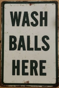 Insegna da parete in metallo da appendere Wash Balls Here - Foto 1 di 1